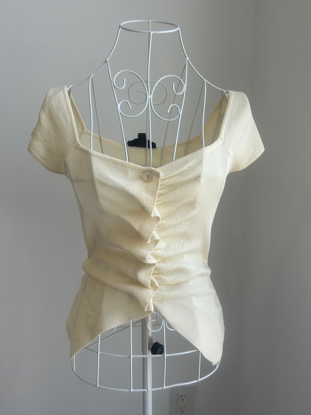 Zara Yellow Ruched Ruffle- Front Top
